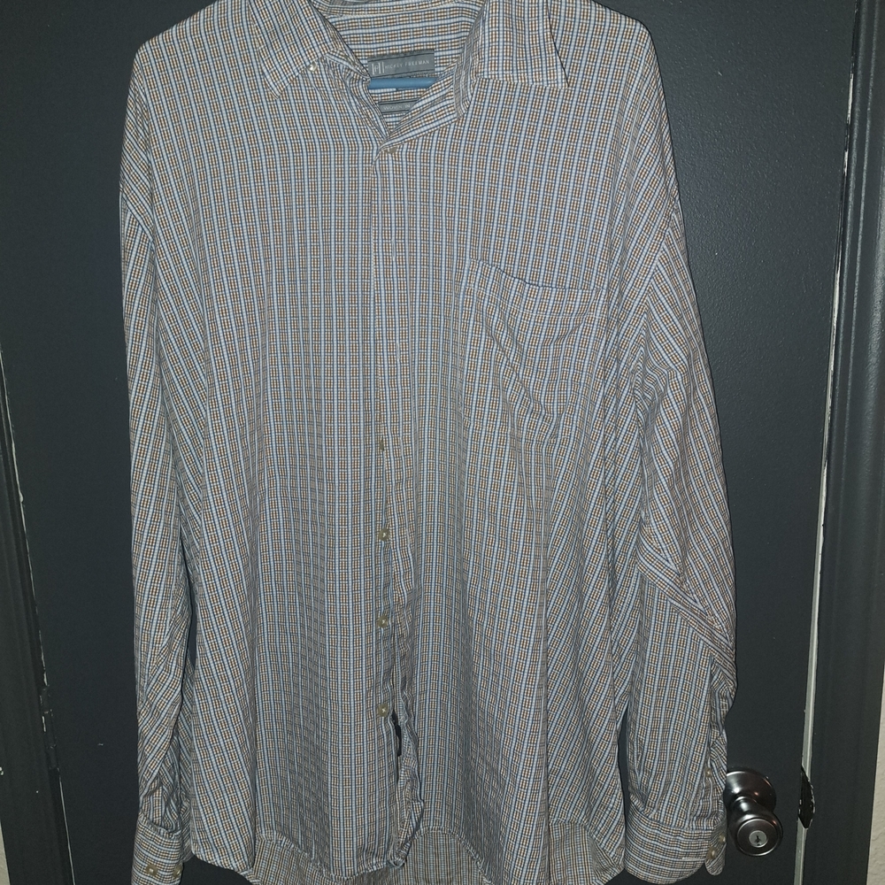 Hickey Freeman Blue and White Striped Shirt